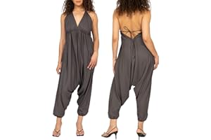 likemary Combinaison pour Femmes - Combinaison Harem dos nu Confortable et Sexy - Taille Unique avec Poches - Combinaison d’été Sans Manches
