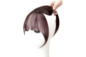 RTRTGS RT Flequillos Postizos, pelo Natural Humano, Flequillo Clip en, Flequillo Francés, Flequillo Limpio con Patillas, Clip en Flequillo Cabello Real para Mujeres, Color Natural Rubio blanqueador