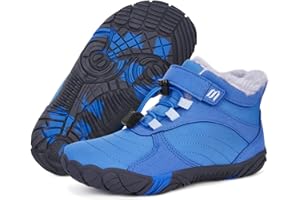 BibYuga Barfußschuhe Winter Kinder Winterschuhe Mädchen Jungen, Barfussschuhe Kinder Winter mit Warm Gefüttert, Wasserabweisend Winterstiefel Outdoor Rutschfest Traillaufschuhe