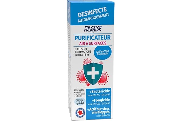 Purificateur Air & Surfaces - FULGATOR - Désinfectant Automatique Unidose - 2 en 1 | Traite 1 petite pièce ou 1 Véhicule + Climatisation - jusqu'à 18m² | 75 ML