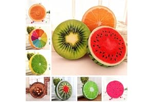 TOPBESTOR Rundes Stuhl-Sitzkissen, 3D-Frucht-Kissen, Bodenkissen, Wassermelone, Orange, Kiwi, Zitrone, Kaktus, Plüsch, Wurfkissen, Spielzeug, Stuhlpolster für Couch, Boden, Sofa, Esszimmerstühle,1 Stück