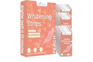DENTELO Teeth Whitening Strips- Mint Flavor, Zero Sensitivity, Enamel Safe, Dentist Formulated,Teeth Whitener Strips, White Teeth, Tooth Whitening Strip, Smile Teeth Whitening (Peach)