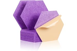Rdutuok 12 Stück Selbstklebend Akustik Panel,30x26x1cm Hexagon Akustik Absorber Schallschutzplatten Akustikpaneele Wand für Tonstudio, Büro,Studio und Wanddekoration (Lila)