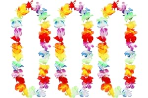 Chuangdi Hawaiian Leis Garland Ruffled Hula Aloha Flower Necklaces Luau Hen Stag Hawaiian Fancy Dress Decorations for Kids Adults Beach Tropical Themed Birthday Party Accessories Favors