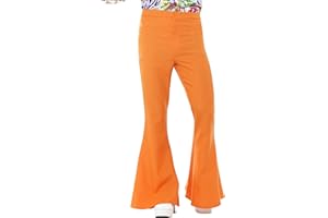 SMIFFY'S Smiffys Flared Trousers, Mens, Orange , 1960's Groovy Fancy Dress, 1960s Dress Up Costumes