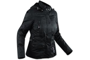 A-Pro Damenjacke Stadt Motorrad Roller Wasserdicht Protektoren Muetze Schwarz XL