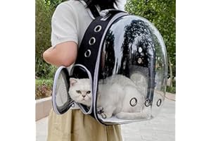 SK-GOODS Cat Carrier Backpack Space Capsule Pet Carrier with Transparent Bubble Window, Breathable Mesh & Padded Straps Hard-Shell Travel Backpack for Small Cats, Puppies & Dogs Hands-Free Hiking, Walking