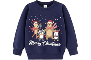 LXKA Boys Kids Christmas Jumper Sweatshirt Xmas Jumpers Reindeer Snowmen Santa Long Sleeve Tops Cotton T-Shirts Toddler Crew Neck Casual Winter Clothes Age 1-7 Years