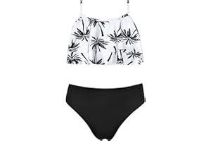 SHEKINI Ajustable Traje de Baño Dos Piezas para Niñas Estampado Irregulares Volant Top de Bikini Triángulo Bikini Bottom Bikini Set