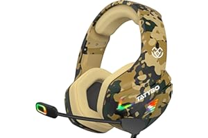 Tatybo Gaming Headset mit Stereo Bass Deep für PS4 Ps5, Kopfhörer mit Mikrofon Geräuschunterdrückung, RGB LED