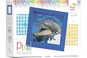 Pracht Creatives Hobby Pixel P31001 Emballage Cadeau mosaïque Dauphin, Image Pixel avec Cadre, système d'enfichage très Facile, sans Repassage ni Collage, tesselles en bioplastique