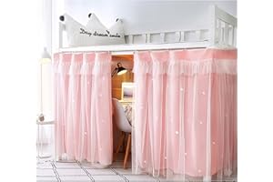 GossipBoy Bunk Bed Curtains, Canopy Bed Curtains, Blackout Curtains, Students Dormitory Tent for Cabin Bed with Nets Dustproof Blackout Cloth,Pink Openwork,Bottom Bunk Curtain 1.2m