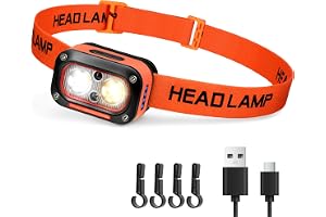 DARKBEAM LED Pannlampa, Pannlampor med Vitt, Varmt, Rött ljus | USB -C Uppladdningsbar, för hjälm med rörelsesensor, Justerbar Vattentäta Powerful headlight Headlamp för camping, ridning
