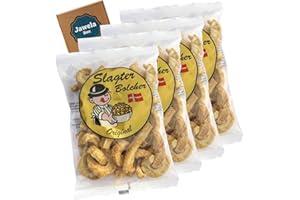 Slagter Bolcher Speckkrusten Schweineschwarten Original 4 x 90g - Protein Eiweiß Chips - Kohlenhydratarm Low Carb No Carb - Original aus Dänemark - Jawela Set