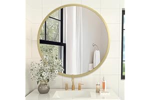 AOAOPQ Wall Mirror Hanging Wall Riund Bedroom Wall Mounted Dressing Mirrors Aluminum Alloy Frame for Dining Room Entryway Hallway 20 inch Gold