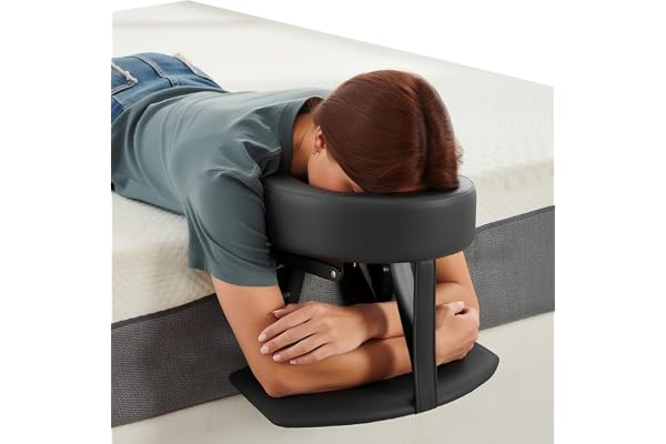 Kensbro Massagehuvudstöd för säng, justerbart 180° med ansiktskuddstöd, massageöverdyna med armstöd och förvaringsväska, för madrasser med en tjocklek på 14–45 cm