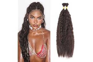 XIIMENALU Kinky Straight Wavy Braiding Hair for Boho Braids Wet and Wave Bulk Hair No Weft Yaki Proste Rebundle Braids (4#, 61 cm (1 opakowanie (2 szt.))
