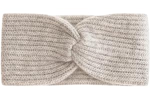 Zwillingsherz Rippen Stirnband aus 100% Kaschmir - Hochwertiges Grobstrick Kopfband Uni Design für Damen Frauen - Wolle - Ohrenschutz Haarband - Sport Freizeit warm weich - Frühjahr Herbst Winter