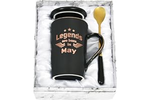 Joymaking Birthday Gifts for Men Coffee Mug 14oz Birthday Gifts for Him Dad, Boyfriend, Husband Funny Gifts for Birthday Coffee Cup with Legends are Born in May, 400ML Black