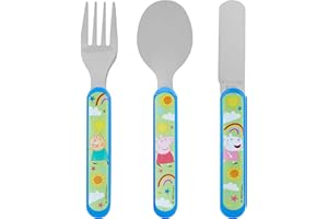 Peppa Pig 2 Kids Cutlery Set by Polar Gear - 3pc Childrens Cutlery Set Peppa Gifts for Girls & Boys| Peppa Pig Gifts - Made from Food-Safe Stainless Steel & ABS Plastic - 36 Months Up