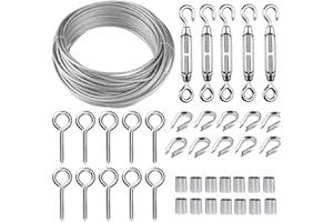 TooTaci 30m Drahtseil 2mm Stahlseil Ummantelt mit M5 Seilspanner – Stahlseil mit ösen Ideal für Kletterpflanzen, Gardinen, Dekoration, Beleuchtung und Hängende Objekte
