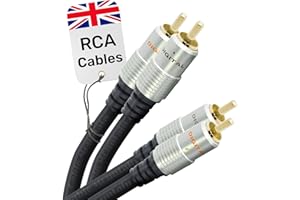 CABLE MOUNTAIN CableMountain 2 RCA to 2 RCA Cable 1m - Gold Plated Male-to-Male Phono to Phono Cable | RCA Audio Cable for Amplifier, Turntable, TV, Home Theater, Speakers and HiFi Systems
