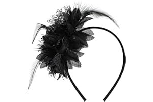 MWOOT Bandeau Plumes de Fleur Artificielle, Années 1920 Fascinateur pour Femmes, Vintage Serre Tete Plumes Noir, 1920S Accessoires Cheveux pour Cocktail Mariage Goûter Décoration