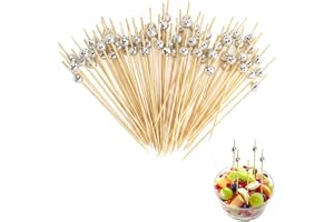 100 Cocktailpinnar med Discokula, Bambuspinnar för Fingerfood 12 cm