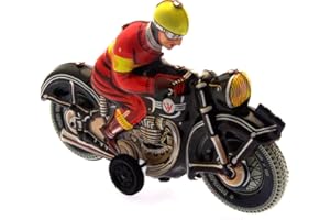 BRIMTOY Friction powered Black Motorbike mechanical clockwork retro tin toy replica