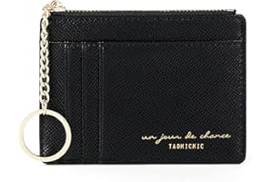 Lafefe Portefeuille Femme, Petit Porte Monnaie, Femme Cuir Portefeuilles et Porte-Cartes, Porte Carte Bancaire, avec Fermeture éclair, contenir Jusqu’à 8 Cartes, Minimaliste, Noir