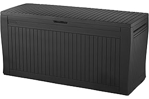 Keter Baule Comfy 270L, Finitura Effetto Legno, Grafite, 116,7 x 44,7 x 57 H Cm