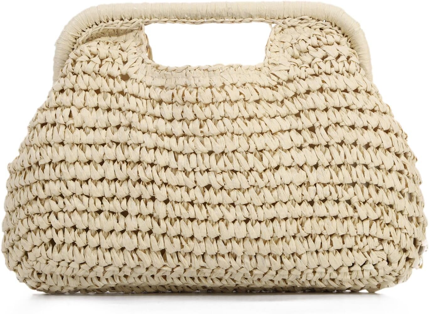 EVEOUT Clutch de Paja Trenzada con Cadena Mujer Boho Bolso Tejido para Fiesta Bodas Verano Bolsos de Mano Rafia Sintética para Playa Vacaciones