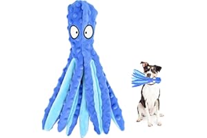 RIO Direct Dog Plush Toys Octopus - No Stuffing Dog Squeaky Toys with Crinkle Paper for Puppy Teething, Durable Dog Chew Toys Funny Interactive Toys for Small to Medium Dogs Training and Playing