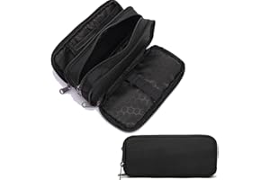 Della Gao Estuche de lápices de Gran Capacidad, Estuche de lápiz estético con 3 Compartimentos Bolso de Pluma Organizador de papelería de Oficina para Mujeres y Hombres - Negro