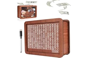 YODAOLI Cash Vault Wooden Savings Box, The Cash Vault Money Saving Box, Cash Box Savings, Saving Box for Cash for Adults, Wooden Piggy Banks with Numbers Ticks (10000 Euros)
