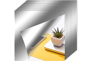 Zonon Feuilles de Miroir Flexibles Auto-Adhésif Non en Verre Autocollants de Miroir Carreaux pour Décoration Murale Maison (10, 6 x 6 Pouces)