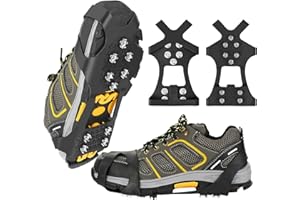 Crampons Ice Grippers for Shoes, Xndryan Ice Cleats Traction Anti Slip Ice Snow Grips for Shoes and Boots Winter Shoe Spikes Grips for Walking Fishing Jogging Climbing Hiking