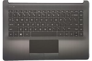 JXJSLP Replacement for HP 14-CM 14-CK 14T-CM 14Z-CM 14q-cs 14q-cy Laptop Upper Case Palmrest Touchpad with Keyboard Assembly L23241-001 Gray