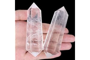 GUJOXILA 3.5" Clear Quartz Crystal Wand 1pcs Large Crystal Quartz Healing Cryatal Gifts for Women Polished Nature Reiki Spiritual Meditation Divination Gemstone