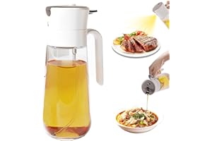 Anevios Flacon Pulvérisateur d'Huile 550 Ml, Distributeur d'Huile d'Olive en Verre 2 en 1, Spray Huile d'Olive, Vaporisateur d'Olive Bouteille pour Cuisine, Grillades, Pâtes, Salades