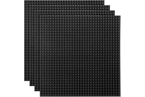 Etarnfly 4 Pack Classic Base Plates,25.5 x 25.5 cm Building Board Baseplates 100% Compatible with All Major Brands,Black