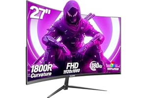 Gawfolk Monitor Gaming 144hz 27 Pulgadas Curvo, Monitor PC 165Hz Full HD 1080P, Pantalla Ordenador Curva 1800R con FreeSync y Tecnología Eye Care, Compatible con VESA