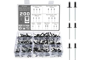 Knpwer 200 Pcs Rivets Aveugles en Aluminium,8 Tailles Assortiment de Rivets Pop, Rivets Pop pour Métal