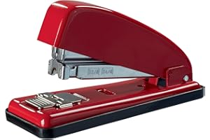 Petrus 44793 - Grapadora Metálica de Oficina Mod. 226, Grapa Hasta 30 Hojas, Tecnología de Impacto Directo, Grapado Cerrado, Abierto y Clavado, Cargador Doble Guía, Color Rojo