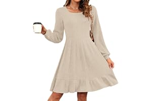 AUSELILY Damen Strickkleid Herbst Pulloverkleid