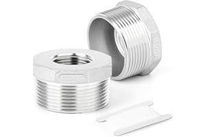 TAISHER 2 pezzi 304 acciaio inox riduttore boccola esagonale, 1-1/2" BSP maschio x 1/2" BSP femmina, riduzione tubo adattatore raccordo, per acqua Oill aria gas