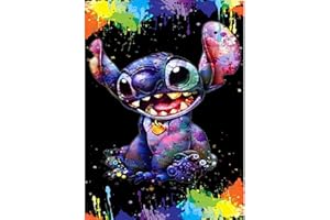 DAERLE Peinture Diamant 5D, Stitch Diamond Painting, Broderie Diamant Plein, Coloré Kit de Peinture Diamantée Complet, Décoration Murale 30x40cm Anime