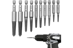 DEILONIE 10pc Screw Remover & Extractor Bit Set, 1/4" Hex Shank Easy Out Bolt Extractor, Damaged Screw Removal Tool for Broken Bolts, Studs