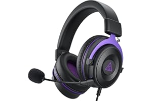 EKSA Gaming Headset, PC Headset mit Abnehmbar Mikrofon mit Geräuschunterdrückung, 3D Surround Sound Gaming Kopfhörer mit 3.5mm Kabel für Switch / PS4 / PS5 / Xbox One, Lila