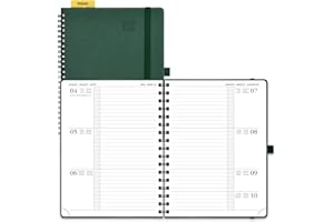 POPRUN Agenda 2025 2026 Semainier 22 x 16,5 cm D'Août 2025 à Déc 2026, Planner Disposition Horizontale Scolaire 17 Mois avec Couverture Souple Spirale, Règle et signet, Papier 80g/m², Fruit vert